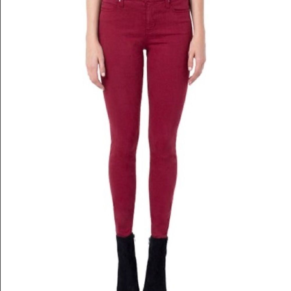 Liverpool Burgundy hugger colored denim skinny stretch comfy jeans biking red 6